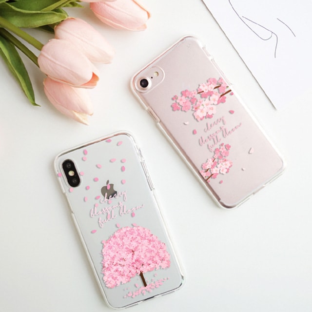 아이폰14 프로 체리블라썸 벚꽃 투명 젤리 케이스