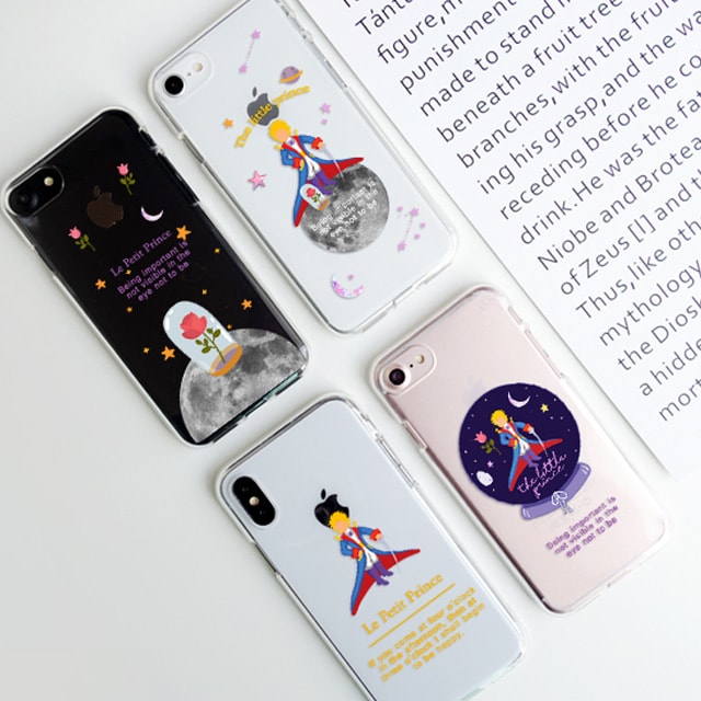 아이폰15 플러스 어린왕자 장미 투명 젤리 케이스