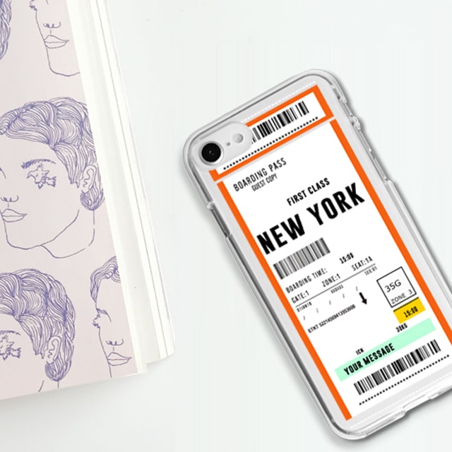 아이폰15 프로 맥스 비행기 티켓 커스텀 주문제작 투명 젤리 케이스
