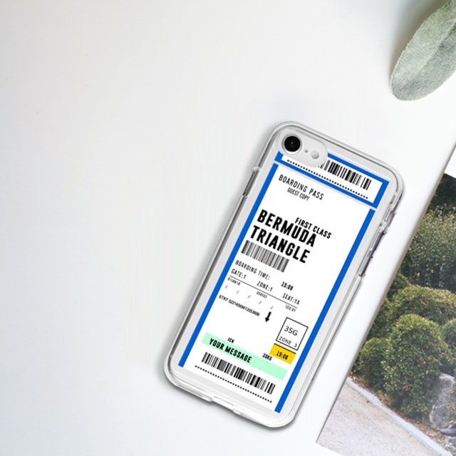 아이폰15 플러스 비행기 티켓 커스텀 주문제작 투명 젤리 케이스