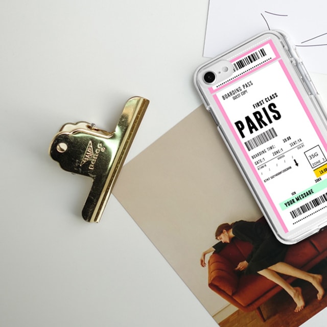 아이폰14 플러스 비행기 티켓 커스텀 주문제작 투명 젤리 케이스
