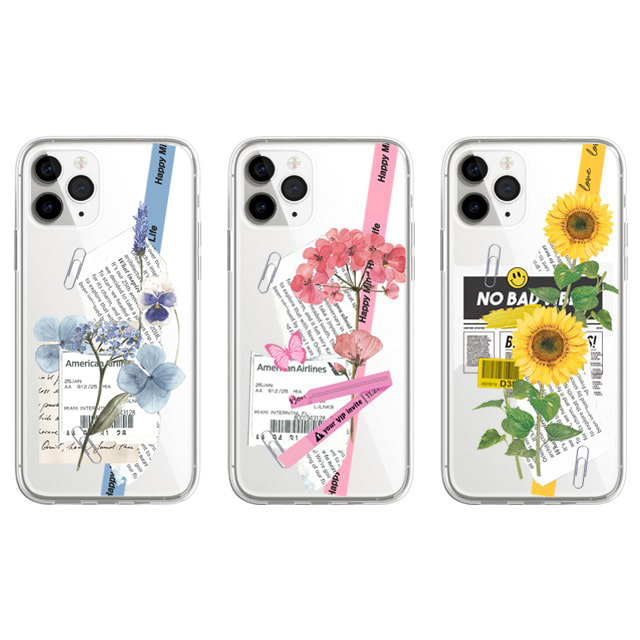 갤럭시A51 5G 유화 꽃 라벨 투명 젤리 케이스