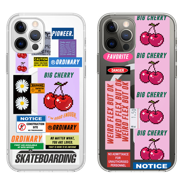 아이폰15 프로 맥스 체리 핑크 투명 맥세이프 케이스