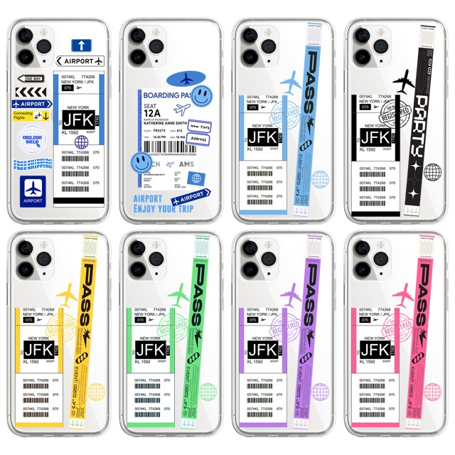 아이폰13 프로 에어플레인 티켓 투명 젤리 케이스
